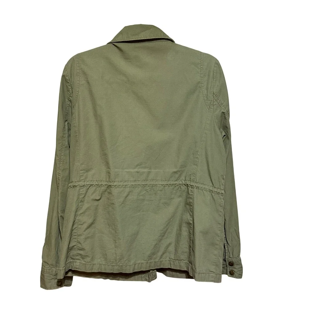 J Crew‎ Utility Jacket Military Green Cargo Pockets Zip Snap Button Sz L
